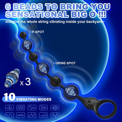 SMAM 12 10 3 6 Vibrating Anal Beads Anal Toys, Insertable Silicone Long Butt Plug Prostate Massager with Vibration