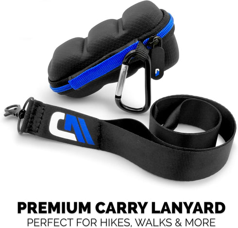 CASEMATIX Asthma Inhaler Travel Case with Lanyard and Clip-on Keychain Carabiner, Black