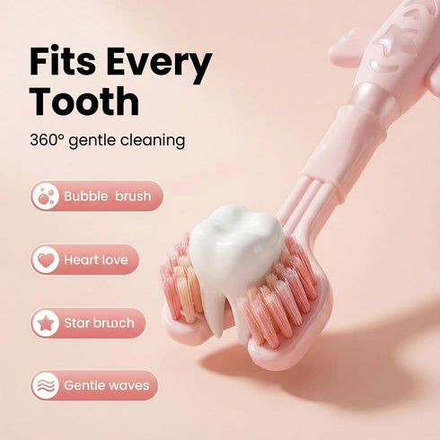 Mluyeri 3-Sided Set, 7.4 Inch, 360 3 Toothbrush Degree Cleaning, Pieces Manual Toothbrushes for Sensory and Autism