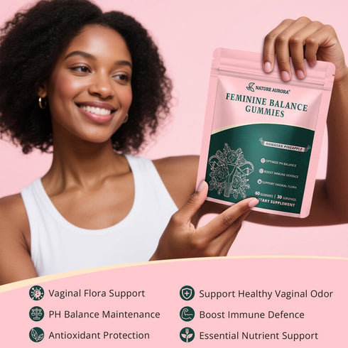 Nature Aurora Gummies Immune 60 Count Premium Feminine Balance - Women's pH Balance & Vaginal Probiotics Support