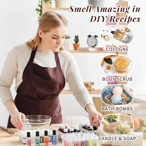 HIQILI Nature Fragrance Oil 6x10ml, Essential Oils Set for Candle Scents, Soap Making & Diffuser