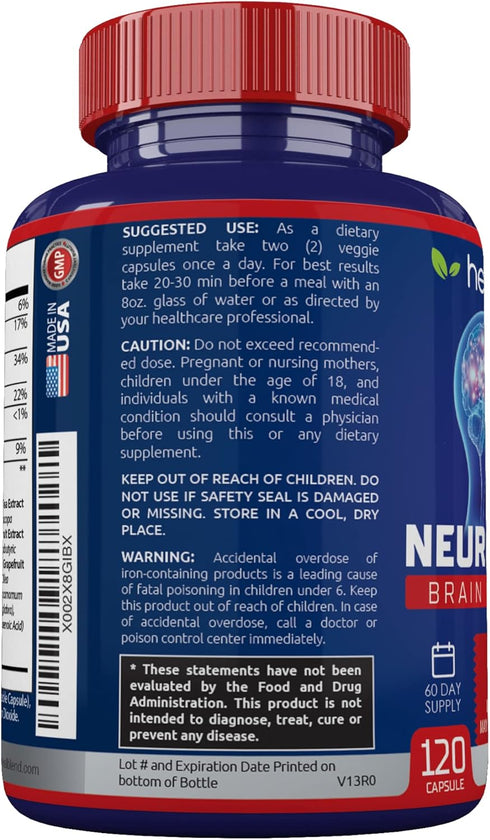 Neuro Plus Brain & Focus Formula, Nootropic Brain Booster Supplement for Mental Clarity and Energy