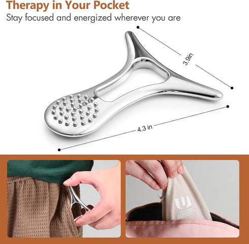 UIWOYI Lymphatic Drainage Massager & Anti Cellulite Massage Tools for Body Sculpting, Metal Gua Sha & Muscle Scraper