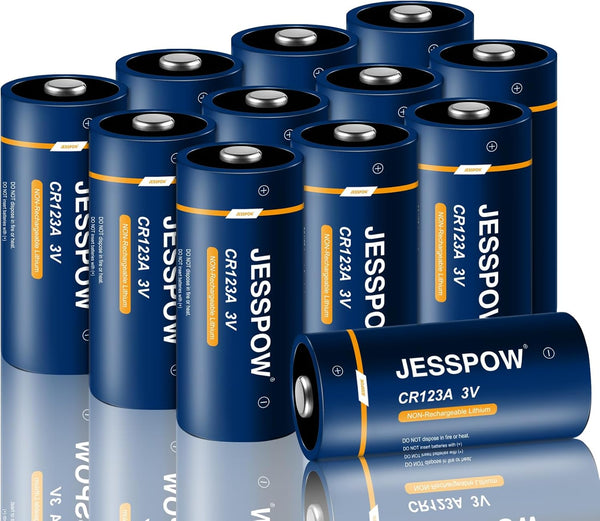 CR123A 3V Lithium Batteries, Non-Rechargeable, for Flashlights, Security Devices, 12 Pack