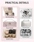 Makeup Bag, Travel Make Up Organizer, Cosmetic Brush Bags Case for Women in Quilted Fabric, Pink (Patent Pending)