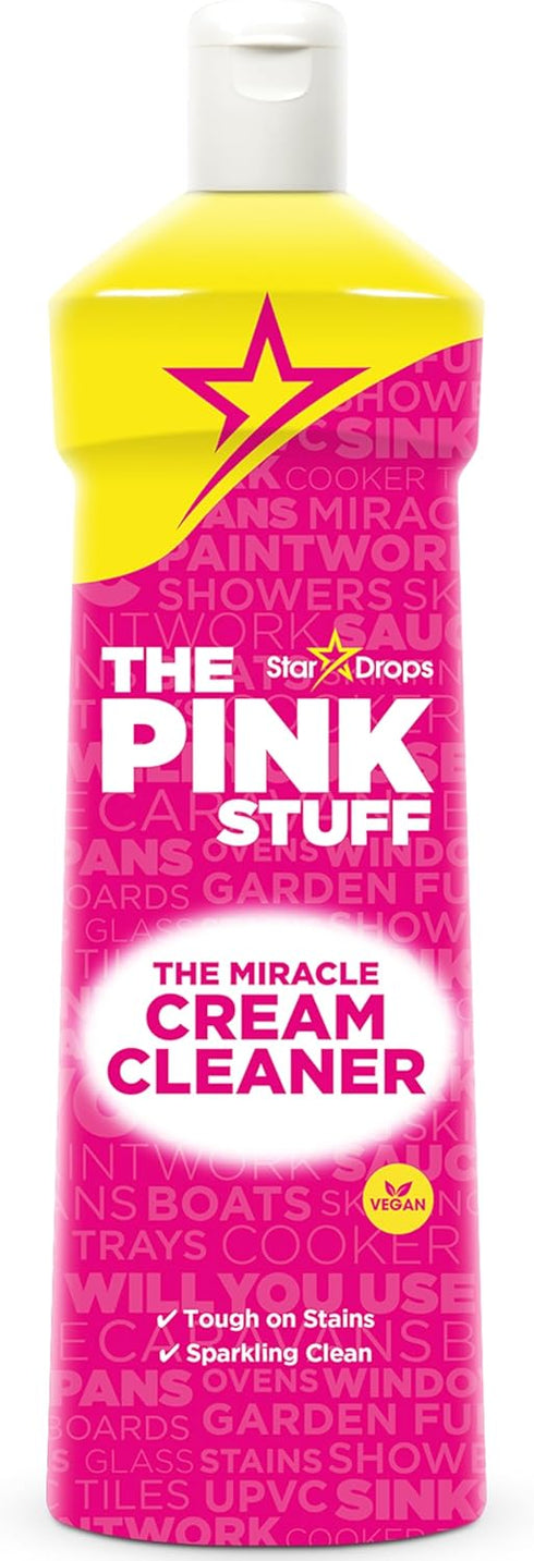 The Pink Stuff Stardrops Miracle Cream Cleaner for Stainless Steel & Multi-Purpose Surfaces Removes Grease,