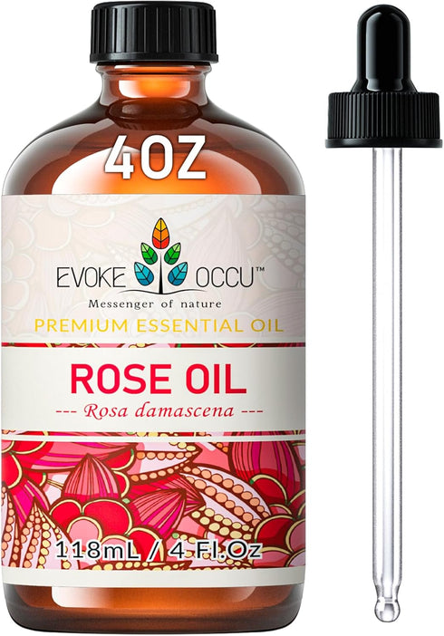 EVOKE OCCU Premium Rose Essential Oil, 4 Oz for Diffuser, DIY Candle and Soap Making