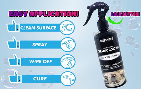 FLEISHER'S Ceramic Coating Spray for Home Surfaces, Hydrophobic Nano Technology for Kitchen and Bathroom Protection