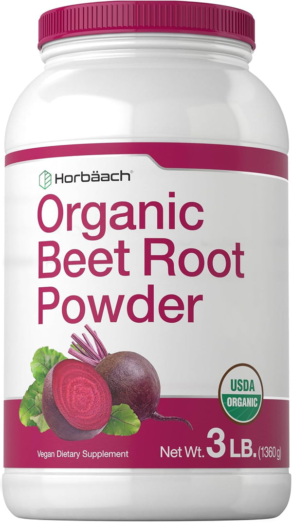 Horbaeach Organic Beet Root Powder, 3lb Bulk Supplement, Raw Superfood, Vegan, Non-GMO, Gluten Free