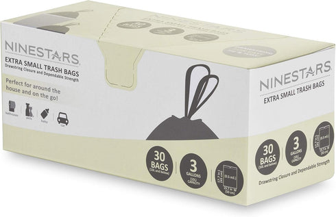 NINESTARS NSTB-3-30 Extra Strong White Trash Bag, 3 Gal. / 12 L., 30 Count