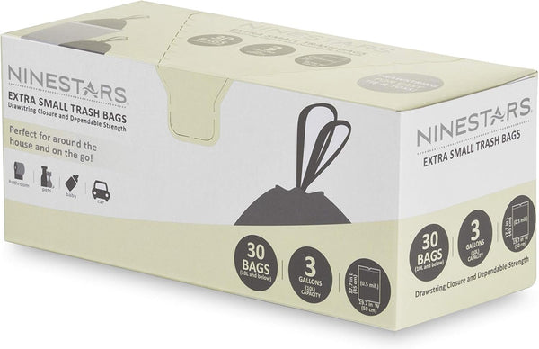 NINESTARS NSTB-3-30 Extra Strong White Trash Bag, 3 Gal. / 12 L., 30 Count