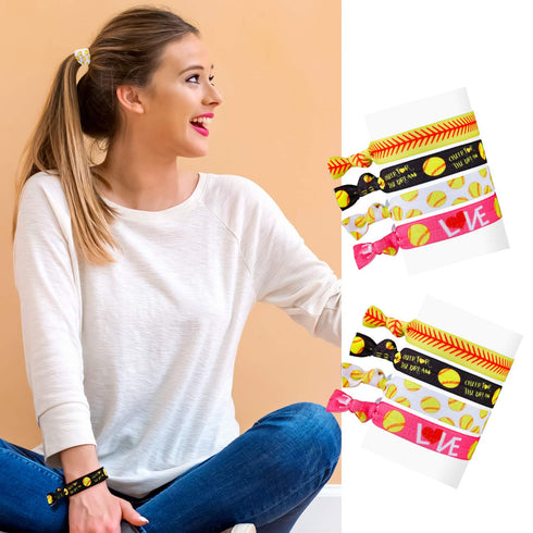 WILLBOND 32 Pcs Softball Hair Ties for Girls, Softball Hair Scrunchies Accessories for Players, Coaches, Teams
