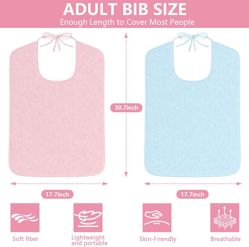 VMEECARL 3 Pcs Adult Bibs for women, Waterproof Reusable Adult Bibs Adjustable Baberos para Adultos