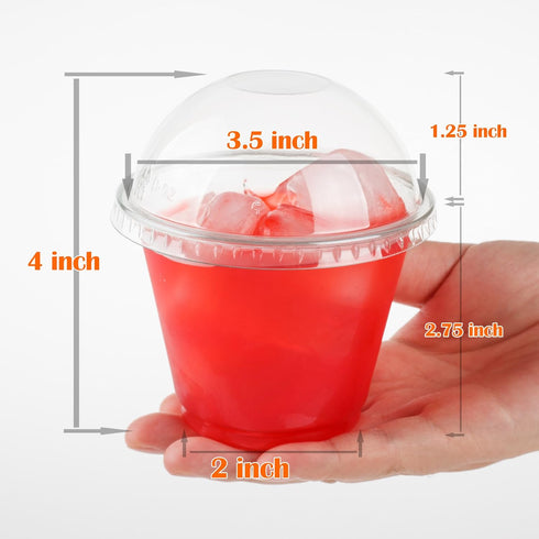 Golden Apple, 9oz-50 Sets Clear Plastic Cups with Clear Dome Lids, No Hole