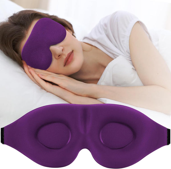 ZGGCD Light Blocking Sleep Mask for Side Sleepers, 3D Contoured Eye Cover with Adjustable Strap, Purple