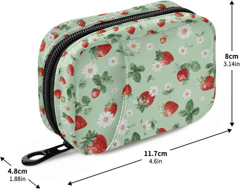 Plaaee 7 Strawberries Ladybugs Weekly Pill Organizer Case Day Portable Pill Box Bag Medicine Organizer Pill Container