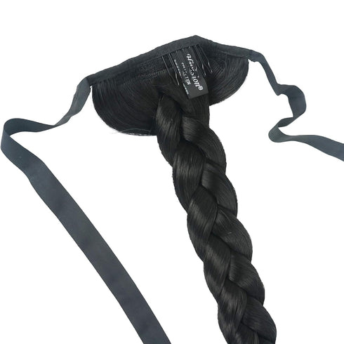 Lydell 24" Long Fishtail Braid Wrap Around Ponytail Extension - Synthetic Hairpiece #1 Black