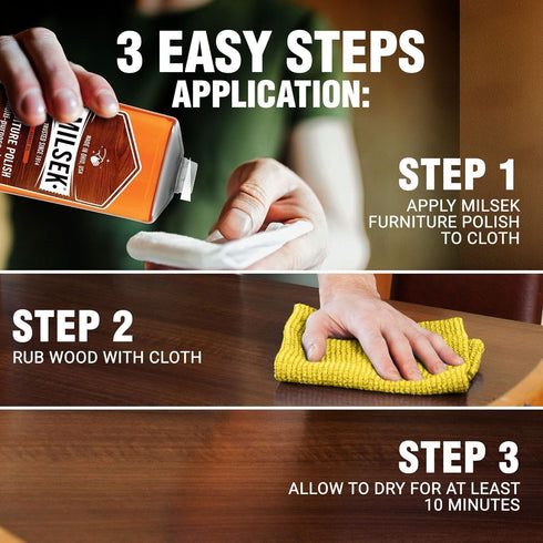 Milsek Furniture Polish and Wood Cleaner with Orange Oil - Multipurpose Cleaning Supplies for Home, 12 Fl Oz (Pack of 2)