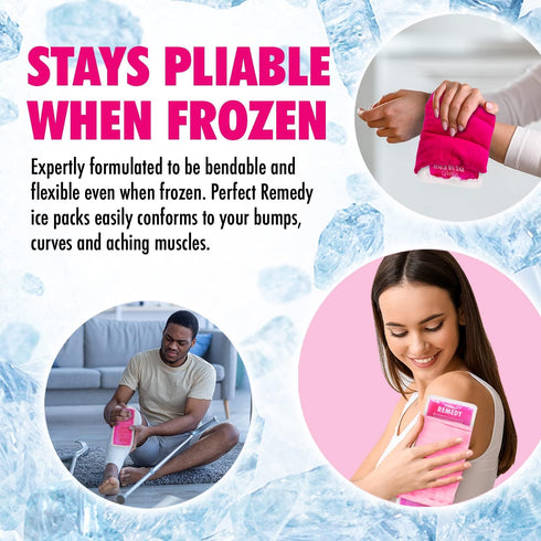 2 Pack Reusable Ice Packs for Injuries, Soothing Flexible Gel Ice Packs for Pain Relief, Hot Water Bottles Alternative