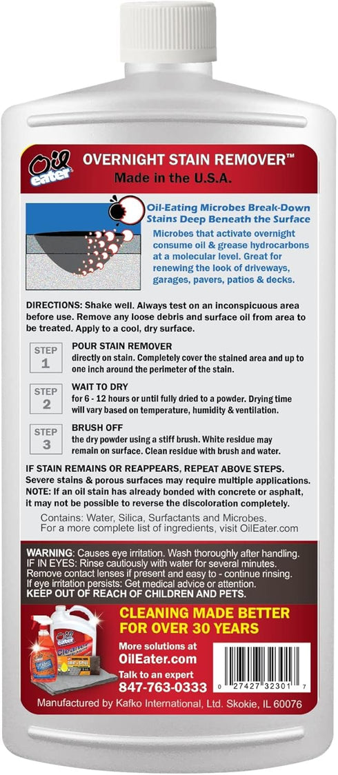 Overnight Stain Remover for Cleaning Oil Stains on Concrete, Driveway, Pavers & Garage Floors (White)