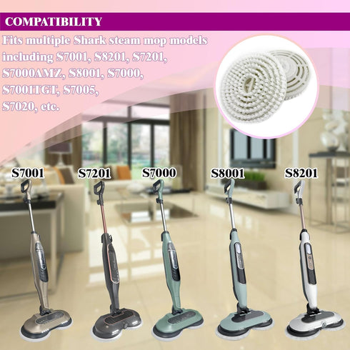 S7000 S7201 S7005 S7020 S7001C S7000AMZ S8001, 2 Pack Steam Cleaner Mop Replacement Brush Heads for Shark steam
