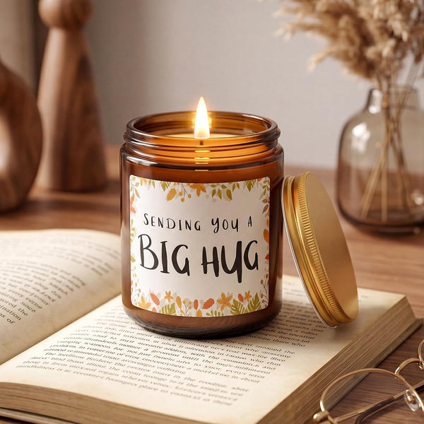 MULCHUM Lavender Scented Candle, Thinking of You Hug Gift for Friends, Relaxing Natural