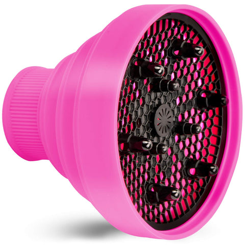Universal Collapsible Hair Dryer Diffuser Attachment, Lightweight Foldable Tool for Most Blow Dryers - Pink
