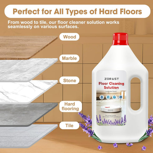 ZORAST (S7, S8, Q7, Q8 Lavender Scent Floor Cleaning Solution, Compatible with All Roborock Mopping Robots Qrevo