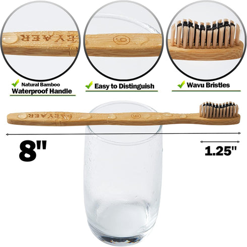 20 Count Bamboo Toothbrushes - Soft + Medium Natural Wood Toothbrushes, Eco-Friendly & Biodegradable