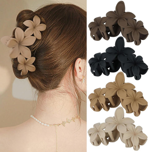 Ondder 4 Pcs Flower Hair Clips for Women, 4.5 Inch Large Matte Claw Clips for Thick Hair