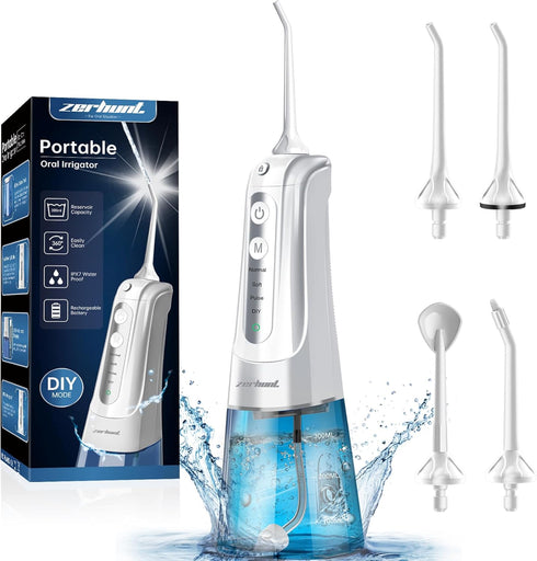 Water Flosser Pick for Teeth, 4 Modes Cordless Portable Water Flossers, 300ML IPX7 Waterproof