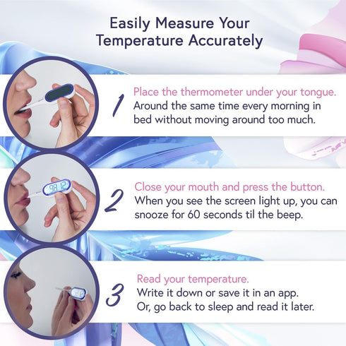 iProven Basal Body Thermometer with Backlight, High Precision BBT for Ovulation Tracking, 30 Memory Recall