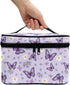 Purple Butterfly Makeup Bag - Cute Floral Cosmetic Organizer for Women, Portable Toiletry Case for Travel
