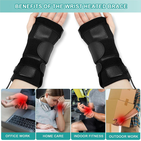 Wrist Thumb Brace Heating Pad for Arthritis Relief, Heated Wrap for Carpal Tunnel, Sprains, and Tendonitis Pain