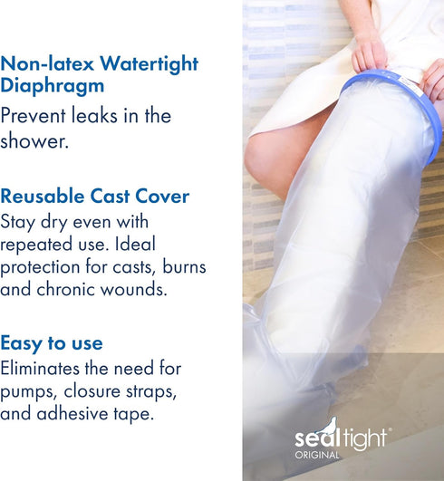 Swimming Brownmed - Seal-Tight Original Cast & Bandage Protector - Waterproof Adult Leg Cast Cover for Shower & - Foot