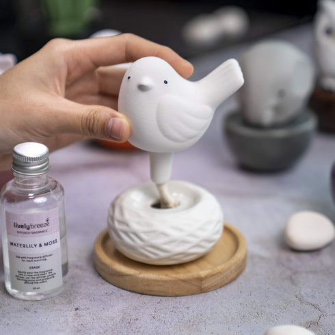 Little Bird Nest White Ceramic Diffusers for Essential Oils and Aromatherapy Fragrance, Non-Electric for Car or Bathroom