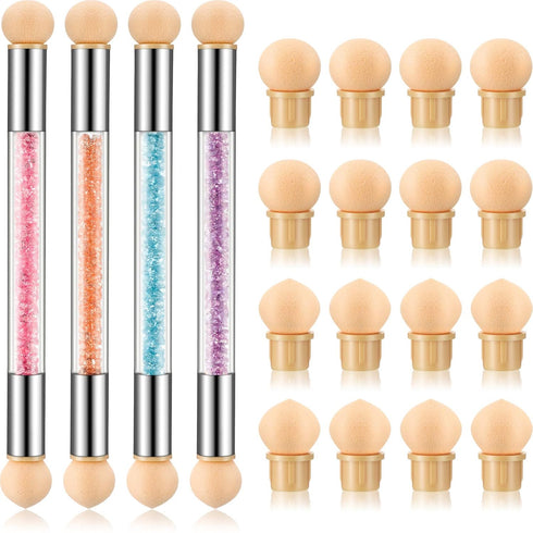 4 Pieces Sponge Nail Brush Picking Dotting Gradient Pen Brush Double Head Sponge Nail Brush Rhinestone Handle Acrylic