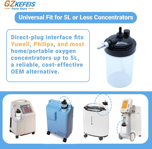 GZKEFEIS 5L Health Personal Care Upgraded Oxygen Humidifier Bottle for or Less Concentrators, Universal Fit
