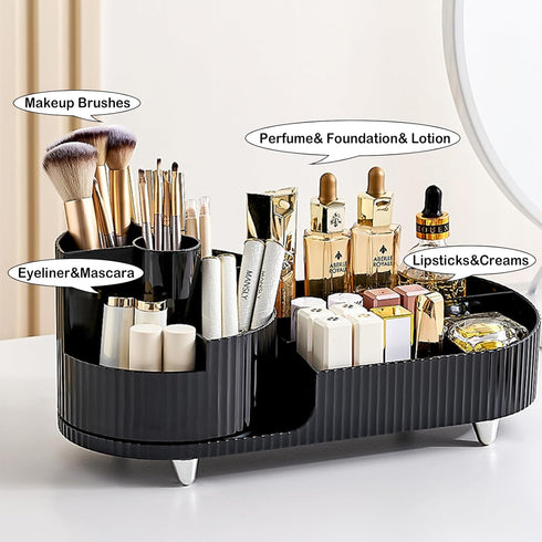Rotating Makeup Organizer for Vanity with Brush Holder, Cosmetic Makeup Storage Organizer, Large Spinning Makeup Skincare Organizer, Countertop Makeup Perfume Organizer, Lotions Display Cases by COMFYROOM