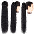 Long Curly Drawstring Ponytail - 30” Synthetic Clip In Extensions, Black Color for Women