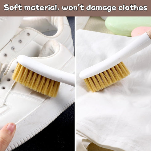 Jxiwfvl Wood Laundry Stain Brush with Soft Bristle, Stain Remover Brushes with Long Handle for Cleaning Shoes Clothes