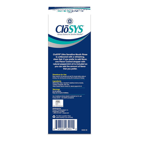 CloSYS Ultra Sensitive Mouthwash, Unflavored, Alcohol Free, Dye Free, pH Balanced - 32 Oz (Pack of 3)