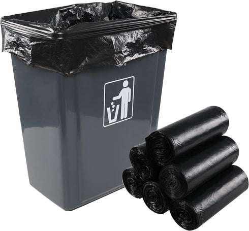 13 Gallon Black Garbage Bags - Tall Kitchen Trash Bag, 6 Rolls, 150 Bags
