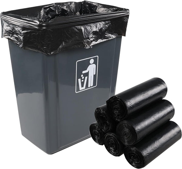 13 Gallon Black Garbage Bags - Tall Kitchen Trash Bag, 6 Rolls, 150 Bags