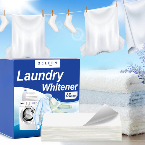 Laundry Whitener Sheets, 60 Count, Chlorine Free, Fragrance Free Bleach for White Clothes