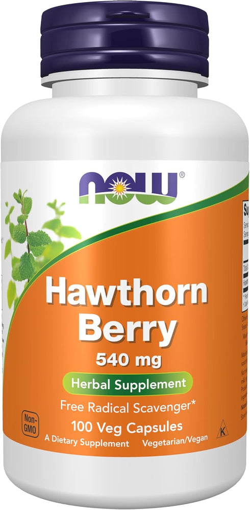 NOW Foods Hawthorn Berry 540 mg Supplements, Free Radical Scavenger, Herbal Supplement, 100 Veg Capsules