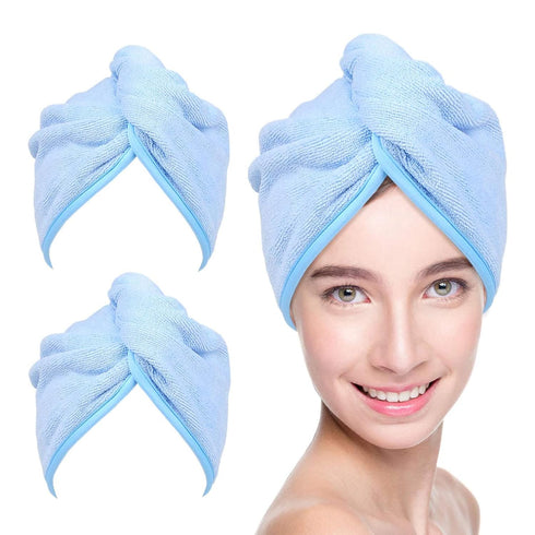 YoulerTex Microfiber Hair Towel Wrap: 2 Pack 10X26 Hair Dryer Towels for Women, Absorbent Turban for Curly Hair