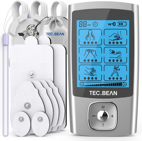 24 Modes Tens Unit Muscle Stimulator, Rechargeable Tens Machine, 8 Electrode Pads, Electric Pulse Massager for Pain