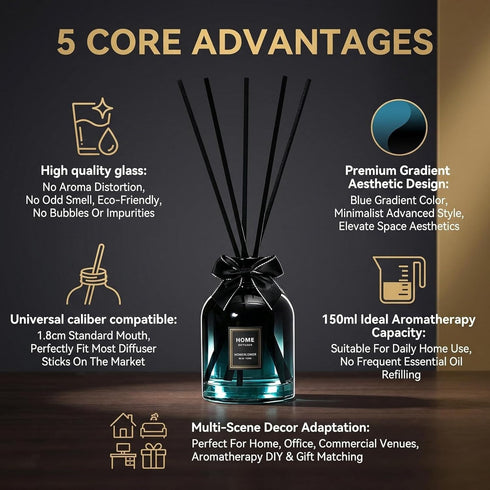UPSTORE 150ml 5oz Empty Glass Diffuser Bottles Aromatherapy Essential Oil Bottles for DIY Diffusers Refillable Gradient