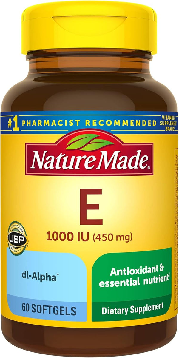 Nature Made Vitamin E 450 mg (1000 IU) Softgels, 60 Count - Antioxidant Support (Pack of 3)
